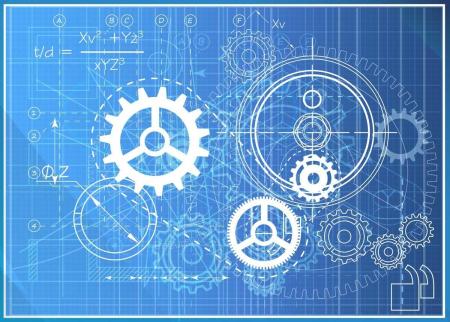 Business blueprint with gears